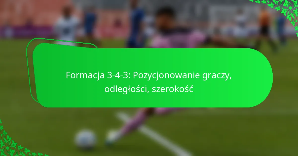 Formacja 3-4-3: Pozycjonowanie graczy, odległości, szerokość