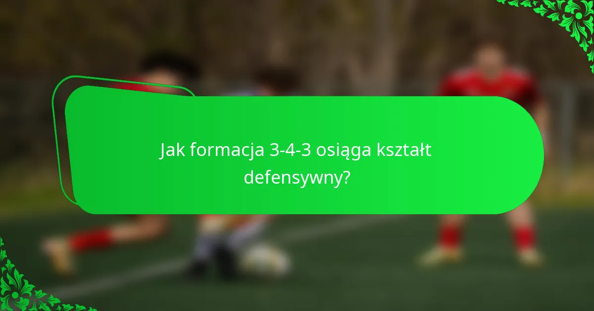 Jak formacja 3-4-3 osiąga kształt defensywny?